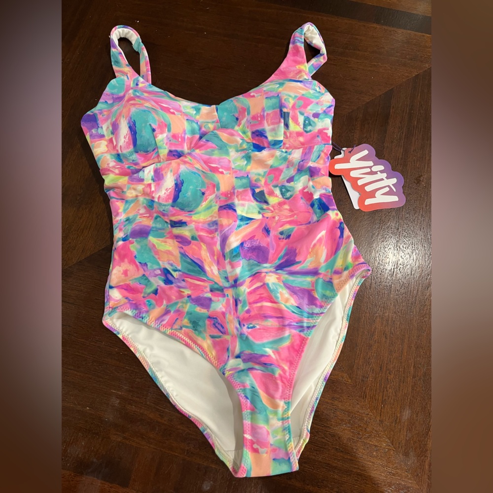 YITTY FABLETICS S Swimsuit Demi Pink Bubble Gum Shaping One Piece Vibrant NWT - Picture 6 of 13